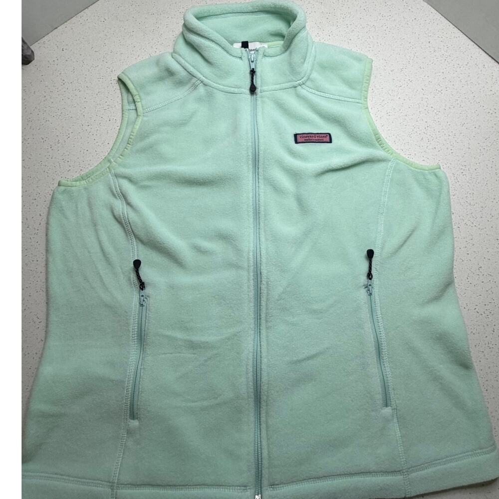 Vineyard Vines Women's Full-Zip Westerly Fleece Vest Light Green Size Medium